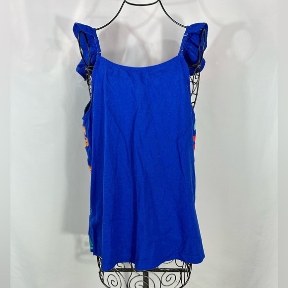 Andree by Unit blue floral embroidered flutter sleeve tank size L - Picture 7 of 7